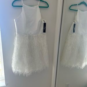 BCBGMAXAZRIA Feather Skirt Mini Dress